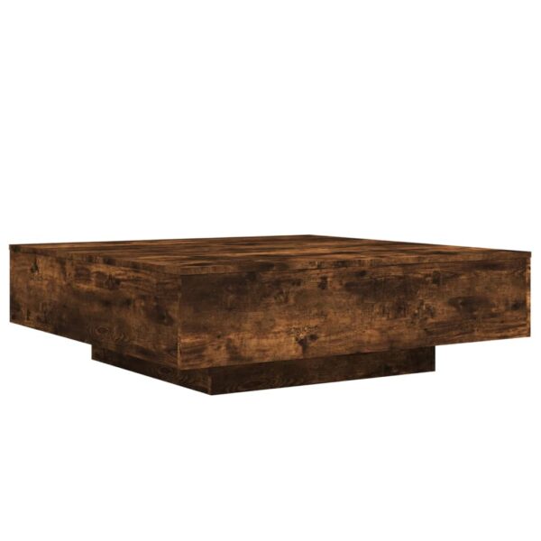 vidaXL Coffee Table with LED Lights Smoked Oak 39.4"x39.4"x12.2" - Image 3