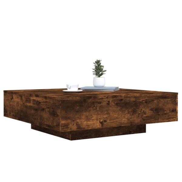 vidaXL Coffee Table with LED Lights Smoked Oak 39.4"x39.4"x12.2" - Image 5