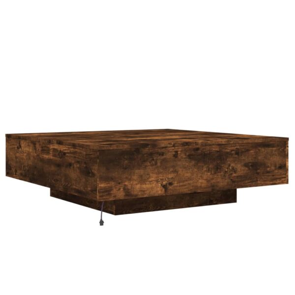 vidaXL Coffee Table with LED Lights Smoked Oak 39.4"x39.4"x12.2" - Image 8