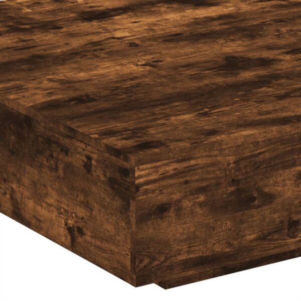 vidaXL Coffee Table with LED Lights Smoked Oak 39.4"x39.4"x12.2" - Image 9