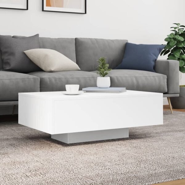 vidaXL Coffee Table with LED Lights White 33.5"x21.7"x12.2" - Image 4