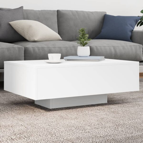 vidaXL Coffee Table with LED Lights White 33.5"x21.7"x12.2"