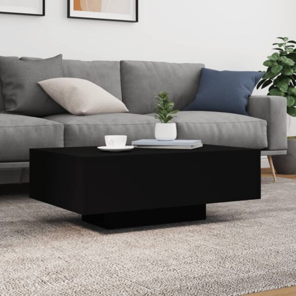 vidaXL Coffee Table with LED Lights Black 33.5"x21.7"x12.2" - Image 4