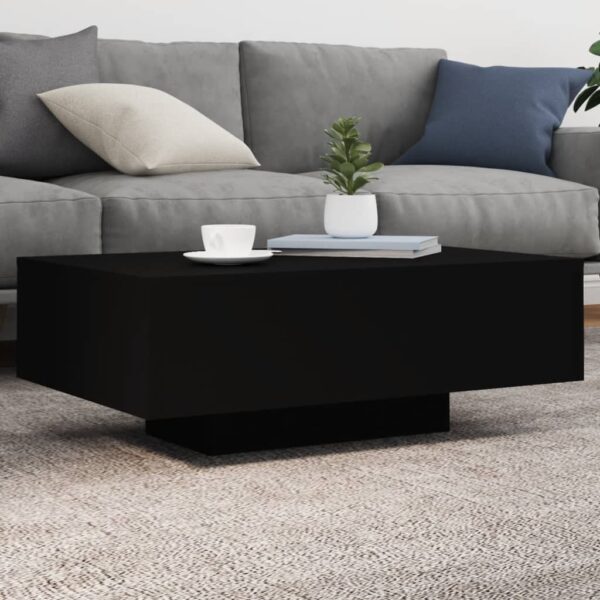 vidaXL Coffee Table with LED Lights Black 33.5"x21.7"x12.2"