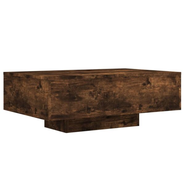 vidaXL Coffee Table with LED Lights Smoked Oak 33.5"x21.7"x12.2" - Image 3