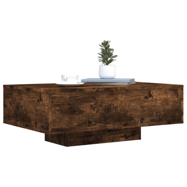 vidaXL Coffee Table with LED Lights Smoked Oak 33.5"x21.7"x12.2" - Image 5