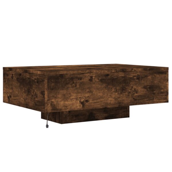 vidaXL Coffee Table with LED Lights Smoked Oak 33.5"x21.7"x12.2" - Image 8