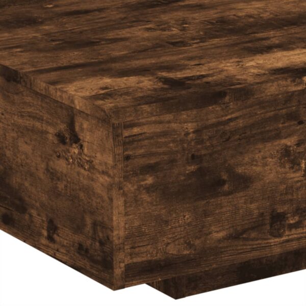 vidaXL Coffee Table with LED Lights Smoked Oak 33.5"x21.7"x12.2" - Image 9