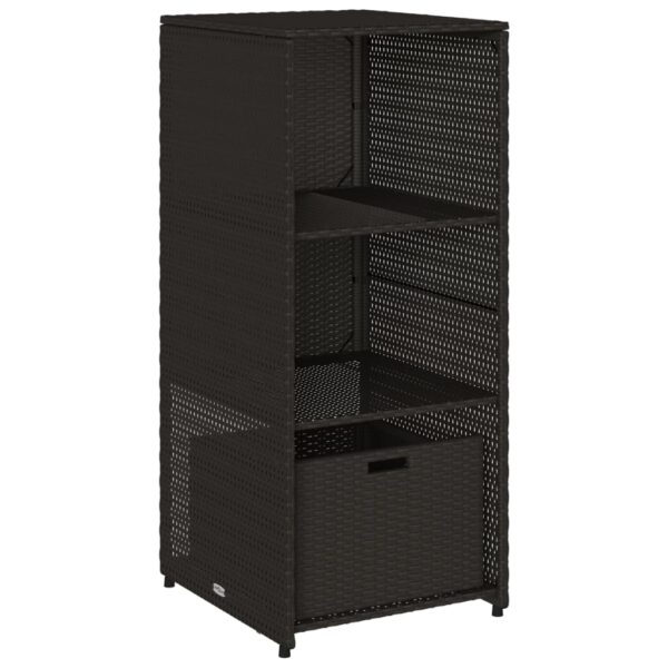 vidaXL Patio Storage Cabinet Black 19.7"x21.7"x45.3" Poly Rattan - Image 2