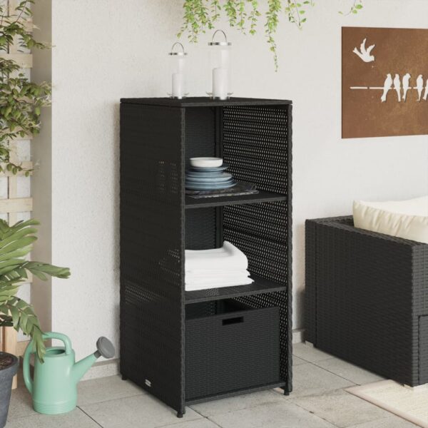 vidaXL Patio Storage Cabinet Black 19.7"x21.7"x45.3" Poly Rattan - Image 3