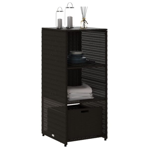 vidaXL Patio Storage Cabinet Black 19.7"x21.7"x45.3" Poly Rattan - Image 4