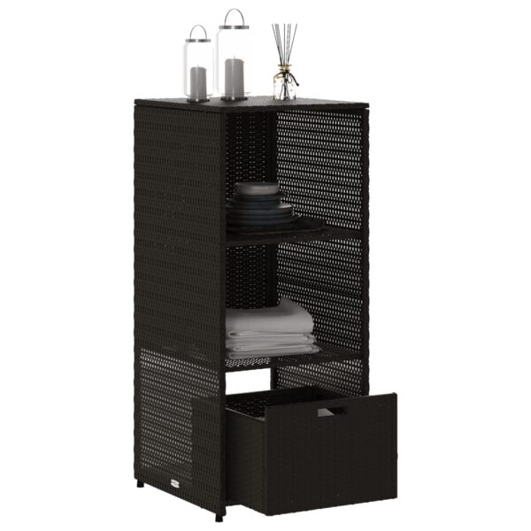 vidaXL Patio Storage Cabinet Black 19.7"x21.7"x45.3" Poly Rattan - Image 5