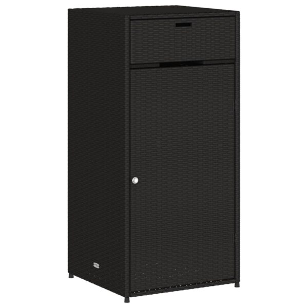 vidaXL Patio Storage Cabinet Black 21.7"x21.7"x43.7" Poly Rattan - Image 2