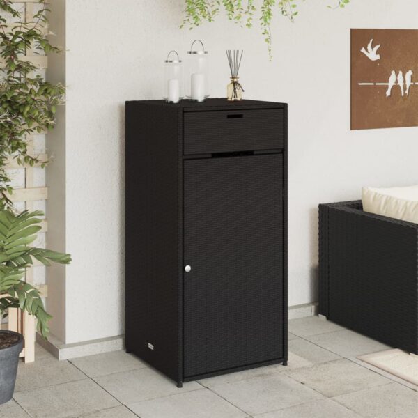 vidaXL Patio Storage Cabinet Black 21.7"x21.7"x43.7" Poly Rattan - Image 3