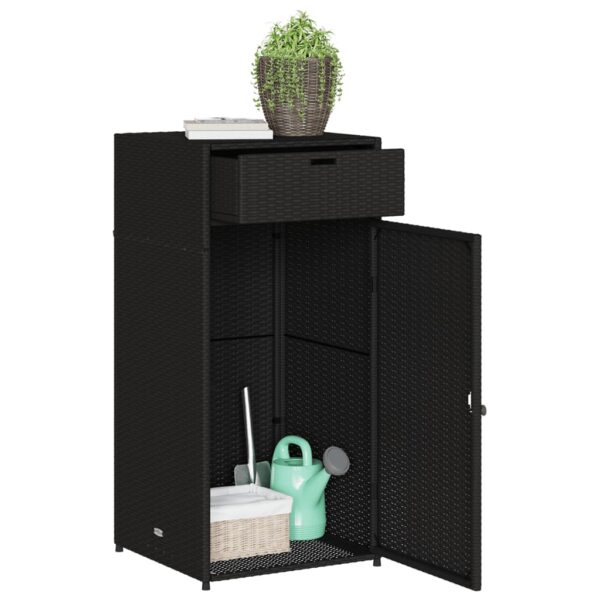 vidaXL Patio Storage Cabinet Black 21.7"x21.7"x43.7" Poly Rattan - Image 5