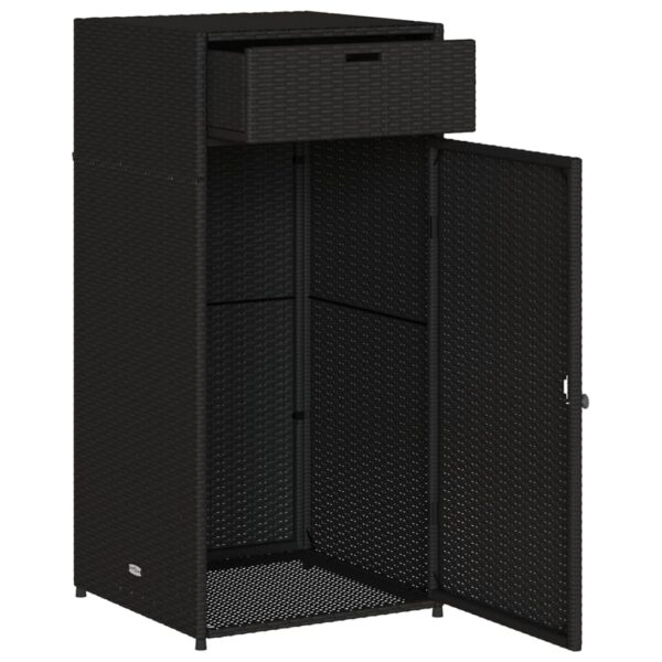 vidaXL Patio Storage Cabinet Black 21.7"x21.7"x43.7" Poly Rattan - Image 6