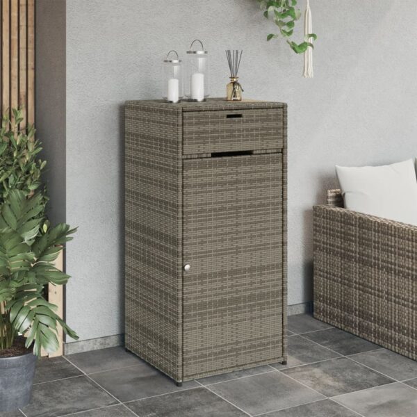 vidaXL Patio Storage Cabinet Gray 21.7"x21.7"x43.7" Poly Rattan - Image 3