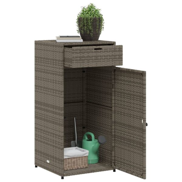 vidaXL Patio Storage Cabinet Gray 21.7"x21.7"x43.7" Poly Rattan - Image 5