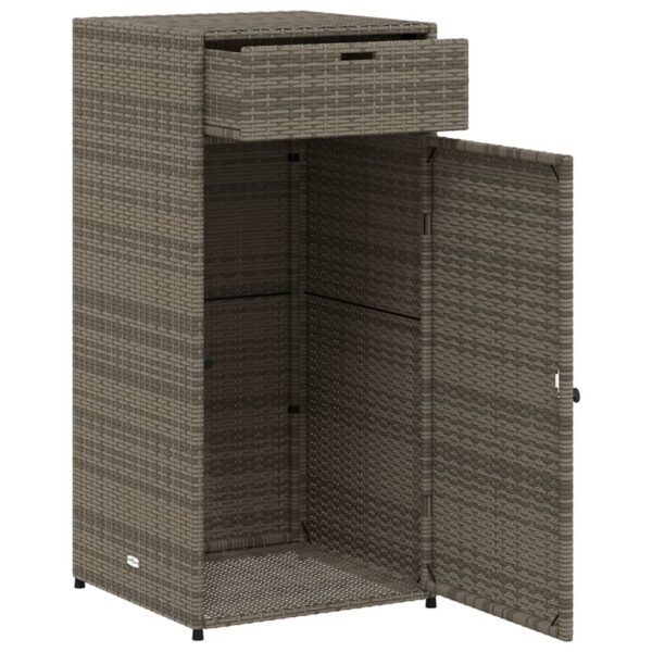 vidaXL Patio Storage Cabinet Gray 21.7"x21.7"x43.7" Poly Rattan - Image 6