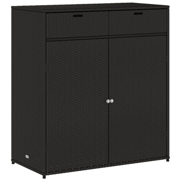 vidaXL Patio Storage Cabinet Black 41.3"x21.7"x44.5" Poly Rattan - Image 2