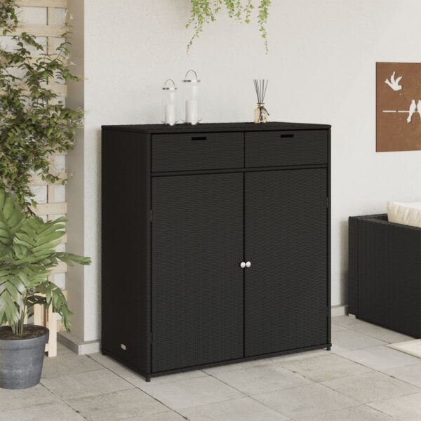 vidaXL Patio Storage Cabinet Black 41.3"x21.7"x44.5" Poly Rattan - Image 3