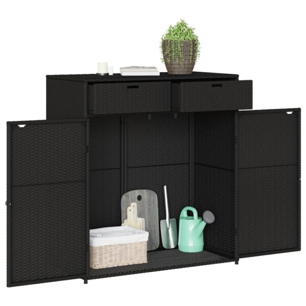 vidaXL Patio Storage Cabinet Black 41.3"x21.7"x44.5" Poly Rattan - Image 5