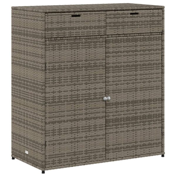 vidaXL Patio Storage Cabinet Gray 41.3"x21.7"x44.5" Poly Rattan - Image 2