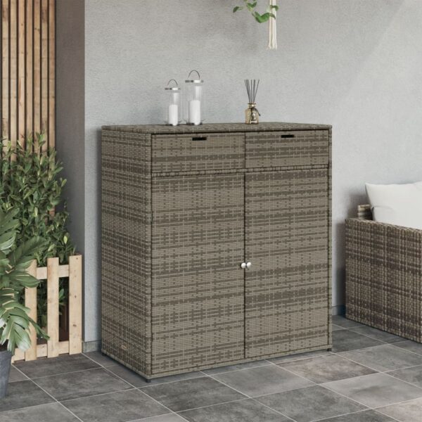 vidaXL Patio Storage Cabinet Gray 41.3"x21.7"x44.5" Poly Rattan - Image 3