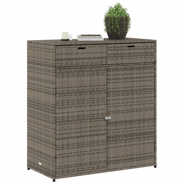 vidaXL Patio Storage Cabinet Gray 41.3"x21.7"x44.5" Poly Rattan - Image 4