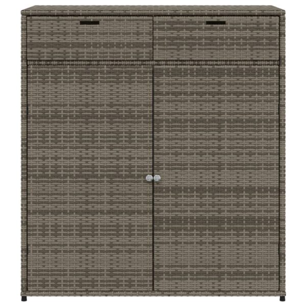 vidaXL Patio Storage Cabinet Gray 41.3"x21.7"x44.5" Poly Rattan - Image 7