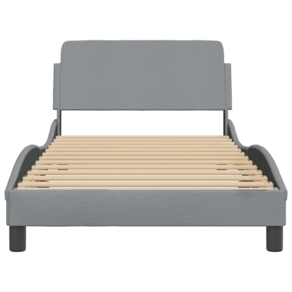 vidaXL Bed Frame with Headboard Light Gray 39.4"x74.8" Twin Fabric - Image 4