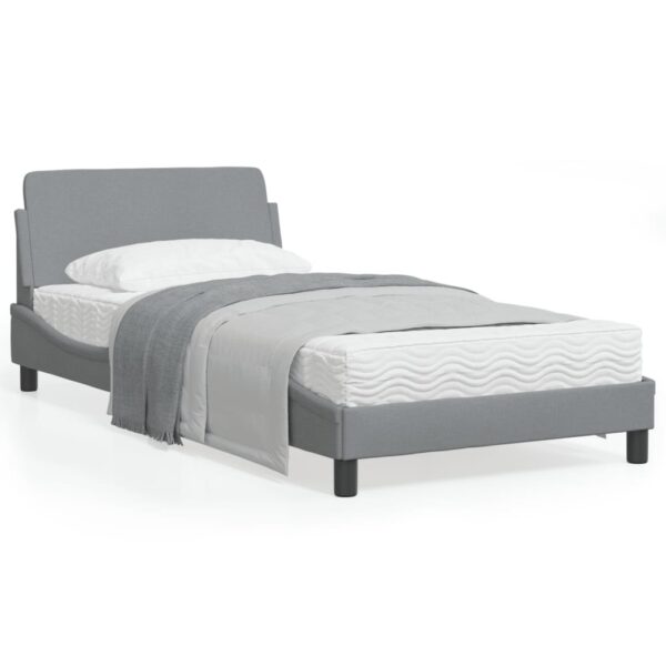 vidaXL Bed Frame with Headboard Light Gray 39.4"x74.8" Twin Fabric