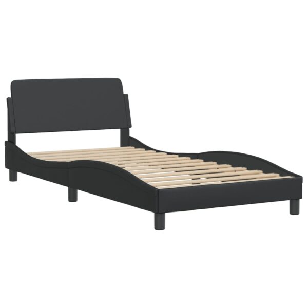 vidaXL Bed Frame with Headboard Black 39.4"x74.8" Twin Faux Leather - Image 2