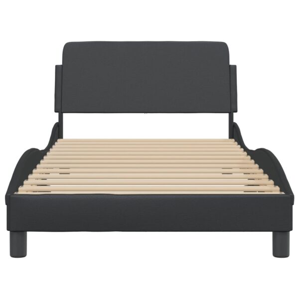 vidaXL Bed Frame with Headboard Black 39.4"x74.8" Twin Faux Leather - Image 4