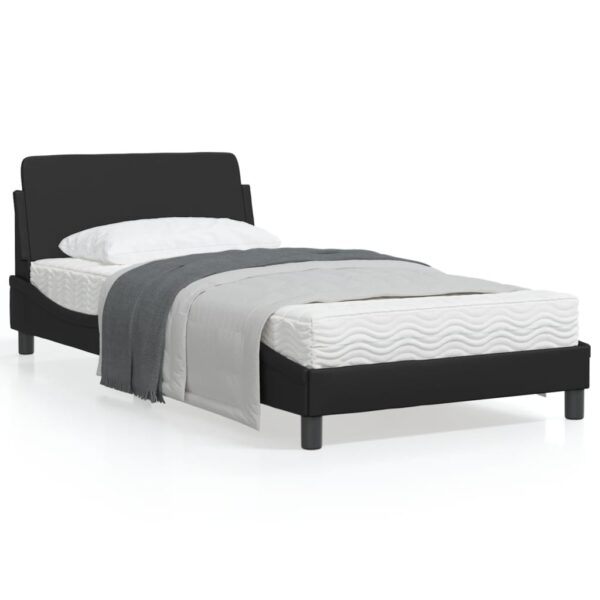 vidaXL Bed Frame with Headboard Black 39.4"x74.8" Twin Faux Leather