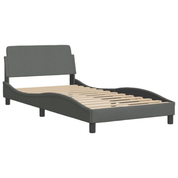 vidaXL Bed Frame with Headboard Dark Gray 39.4"x79.9" Twin XL Fabric - Image 2