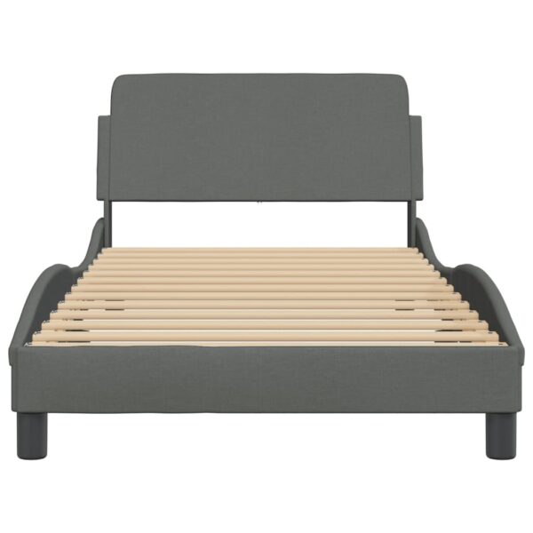 vidaXL Bed Frame with Headboard Dark Gray 39.4"x79.9" Twin XL Fabric - Image 4