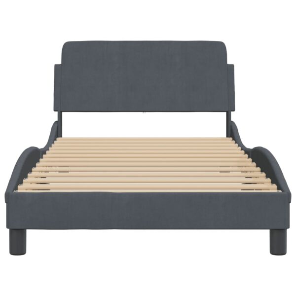 vidaXL Bed Frame with Headboard Dark Gray 39.4"x79.9" Twin XL Velvet - Image 4