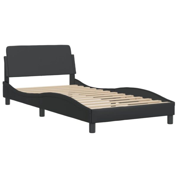 vidaXL Bed Frame with Headboard Black 39.4"x79.9" Twin XL Faux Leather - Image 2