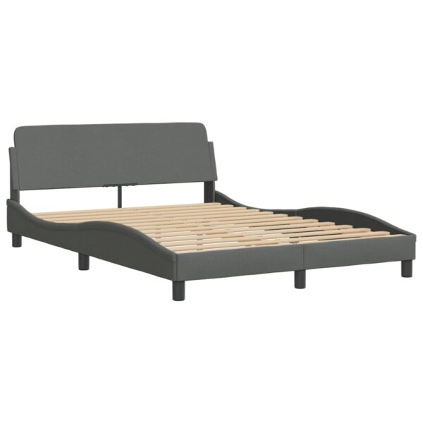 vidaXL Bed Frame with Headboard Dark Gray 53.9"x74.8" Full Fabric - Image 2