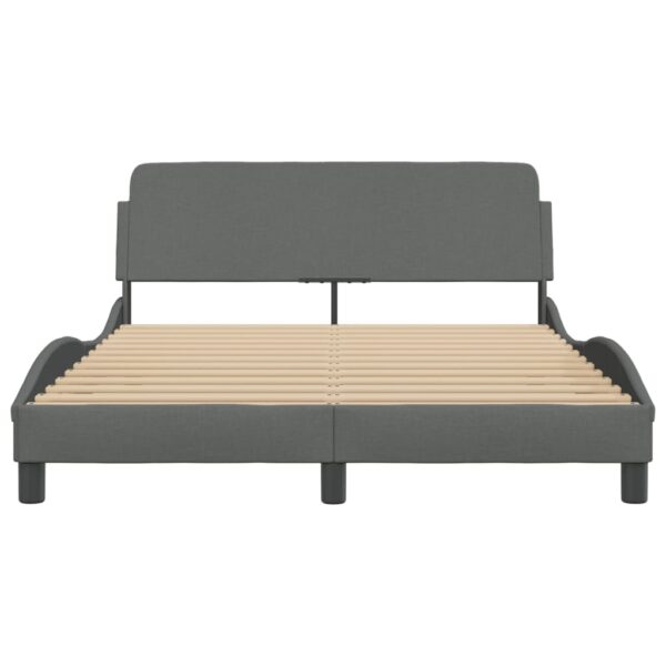 vidaXL Bed Frame with Headboard Dark Gray 53.9"x74.8" Full Fabric - Image 4