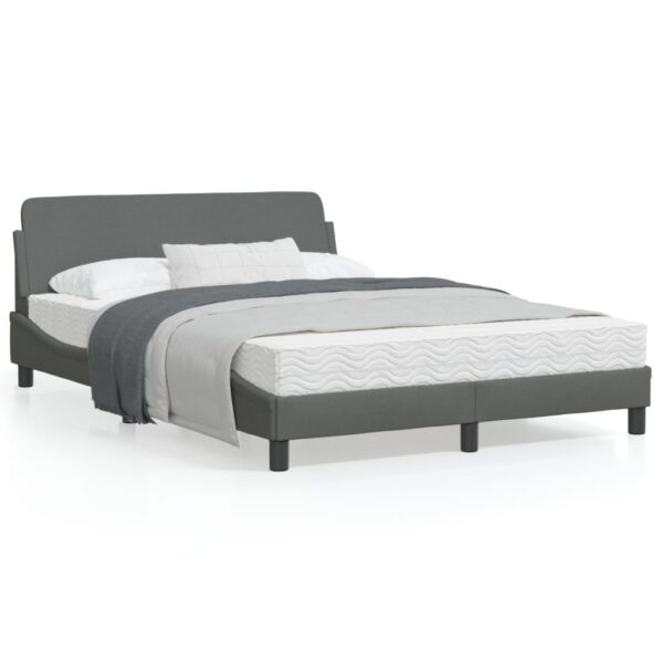 vidaXL Bed Frame with Headboard Dark Gray 53.9"x74.8" Full Fabric