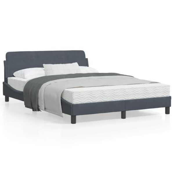 vidaXL Bed Frame with Headboard Dark Gray 53.9"x74.8" Full Velvet