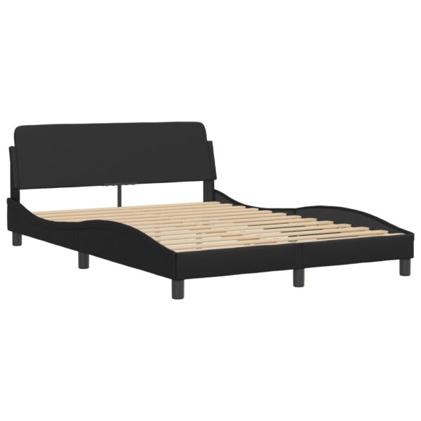 vidaXL Bed Frame with Headboard Black 53.9"x74.8" Full Faux Leather - Image 2