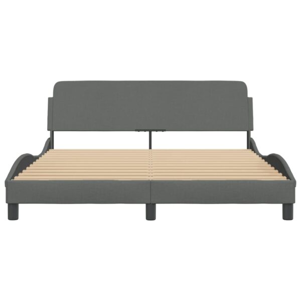 vidaXL Bed Frame with Headboard Dark Gray 59.8"x79.9" Queen Fabric - Image 4