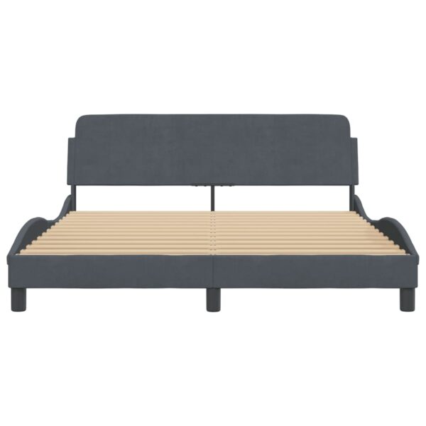 vidaXL Bed Frame with Headboard Dark Gray 59.8"x79.9" Queen Velvet - Image 4