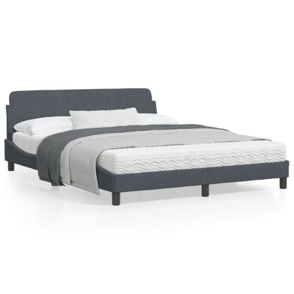 vidaXL Bed Frame with Headboard Dark Gray 59.8"x79.9" Queen Velvet