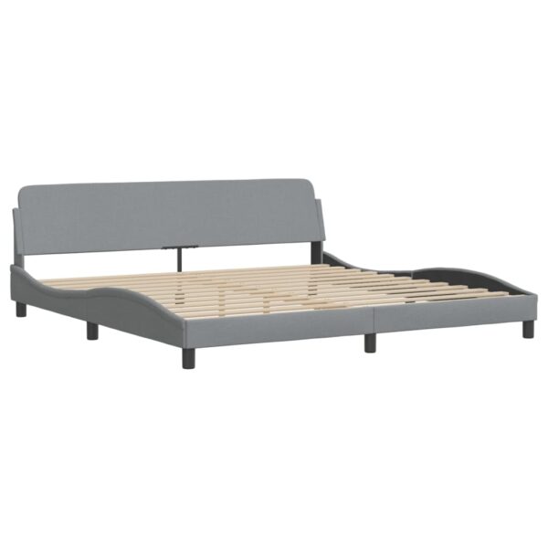 vidaXL Bed Frame with Headboard Light Gray 76"x79.9" King Fabric - Image 2