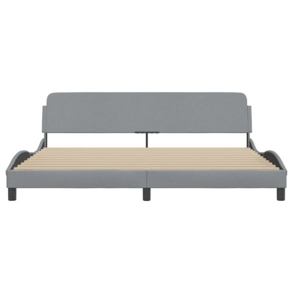 vidaXL Bed Frame with Headboard Light Gray 76"x79.9" King Fabric - Image 4