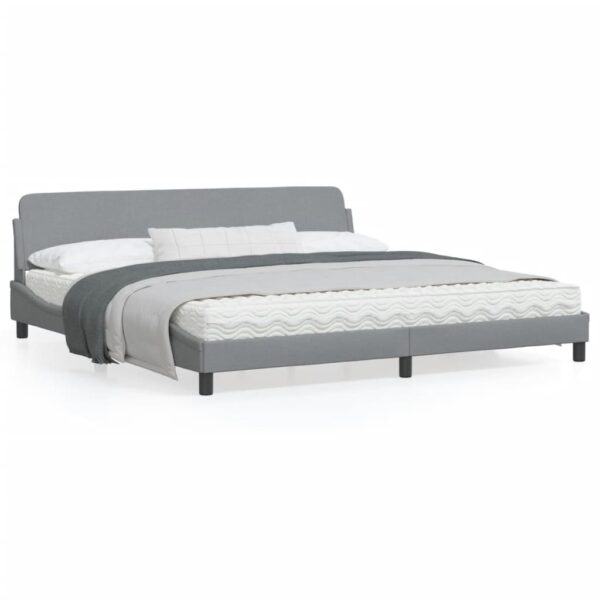 vidaXL Bed Frame with Headboard Light Gray 76"x79.9" King Fabric